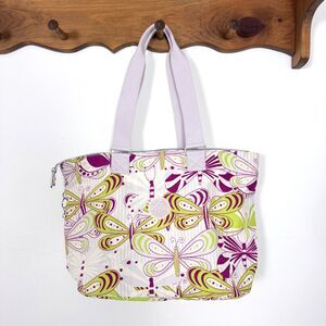 VTG Y2K Kipling Butterfly Dragonfly Lime Green Purple Shoulder Bag